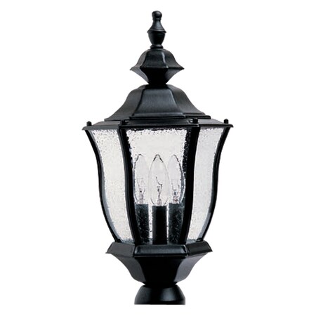 Maxim Three Light Black Seedy Glass Post Light 1015BK